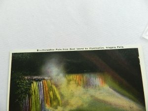 Vintage Postcard New York NY Niagara Falls Goat Island Horseshoe Illumination