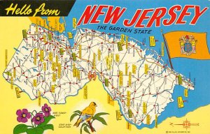 New Jersey the Garden State, USA Map Unused 