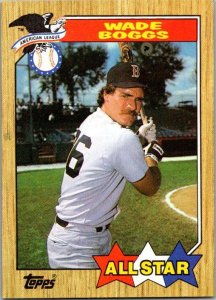 1987 Topps Baseball Card AL All Star Wade Boggs Boston Red Sox sk3247