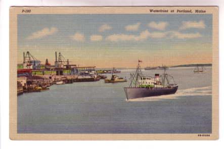 Boats on Waterfront, Harbour Cranes Portland, Maine,