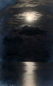 August 2, 1906 Full Moon Over Lake Bear Michigan Real Photo RPPC Postcard P165
