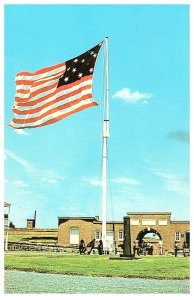 USA Flag Fort McHenry Maryland Francis Scott Key Inspiration Poatcard 1971