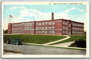 Youngstown Ohio~Eash High School Building~1920s Vintage Cars~Postcard