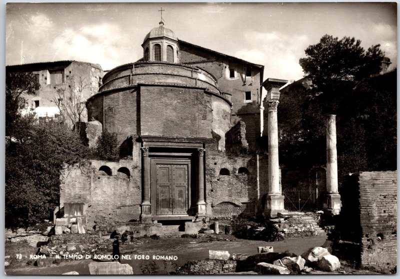 Roma Il Tempio D'Romolo Nel Foro Romano Rome Italy Real Photo RPPC Postcard