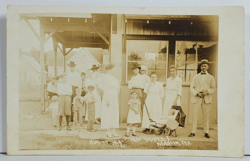 Tx RPPC 1919 Hot Wells Marlin Texas Real Photo Postcard O12