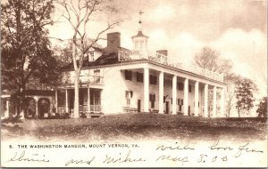 Washington Mansion Mansion Mount Vernon VA Virginia Antique Postcard PM Cancel