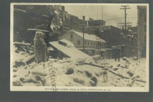 Norwich NEW YORK RPPC 1911 FIRE RUINS Disaster MAIN STREETnr Cooperstown Oneonta