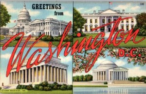 1946 Large Letter Greetings from Washington D.C. Postcard