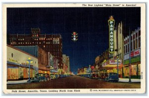 1944 Polk Street Amarillo Texas Looking North From Ninth Paramount TX Postcard