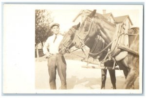 c1910's Delivery Horses 407 S. Madison St Ludington MI RPPC Photo Postcard