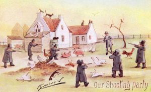 Our Shooting Party Disaster Rifle Gun Cynicus Comic Old Postcard