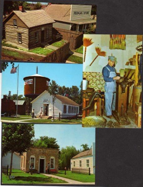 NE Lot 4 Pioneer Village Amusement Park Minden Nebraska Postcards  Broom Making