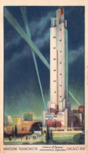 Vintage Postcard Havoline Thermometer Century Of Progress Chicago Exposition Il