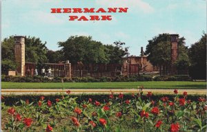 Entrance To Hermann Park Zoo Houston Texas Chrome Postcard C078
