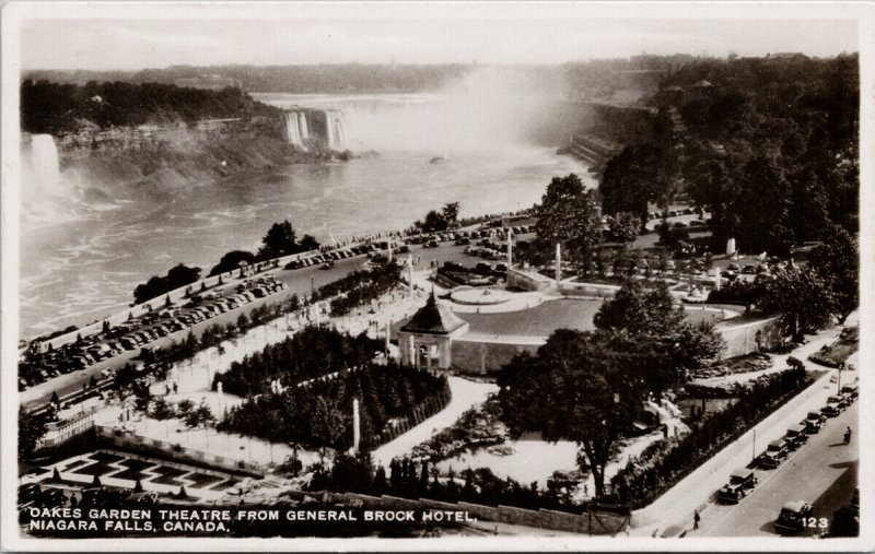 Niagara Falls ON Oakes Garden Theatre from Brock Hotel c1942 RPPC Postcard F30