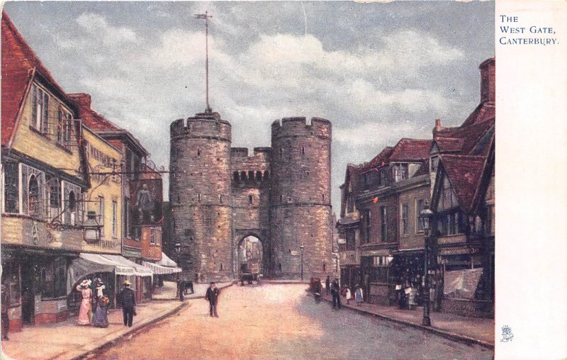 The West Gate City Gates Canterbury Kent UK 1910c Tuck Oilette postcard