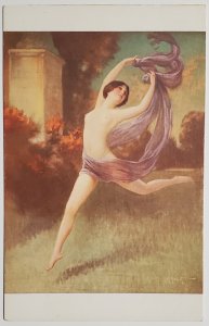 Albert Penot A/S Nude Dancer Ballerina Violet Scarf Risque Nymph Postcard A36