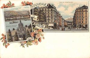 Geneva Switzerland Souvenir de scenic views landmarks antique pc Y15778