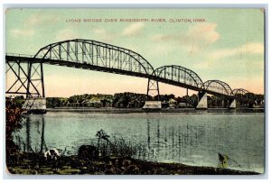 1909 Lyons Bridge Over Mississippi River Clinton Iowa IA Antique Postcard 