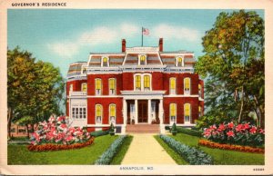 Maryland Annapolis The Governor's Residence 1940