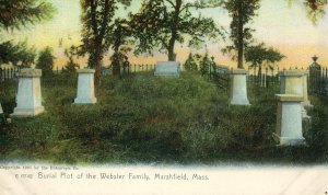 Postcard Antique View of Burial Plot of the Webster Family, Marshfield, MA.   K2