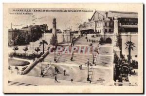 Marseille Old Postcard monumental staircase of St Charles station
