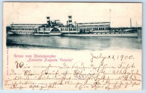 Gruss vom Rheindampfer Kaiserin Auguste Victoria GERMANY 1900 UDB Postcard