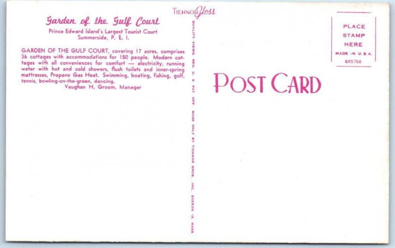 SUMMERSIDE, Prince Edward Island, Canada  GARDEN of the GULF COURT  Postcard