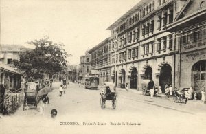 ceylon, COLOMBO, Princes's Street, Tram, Street Car, Rickshaw (1910) Postcard