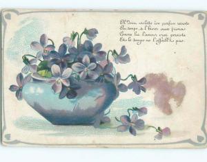 Very Old Foreign Postcard BEAUTIFUL FLOWERS SCENE AA4161