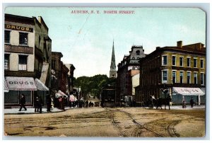 1911 North Street Drugstore Auburn New York NY Posted Antique Postcard