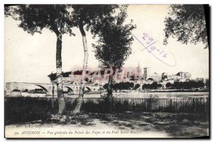 Old Postcard Avignon Vue Generale du Palais des Papes and the Pont d'Avignon