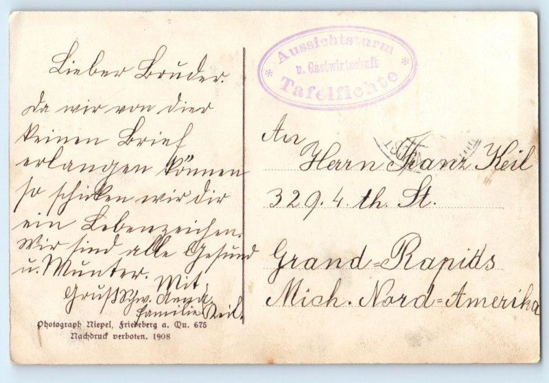 Germany Postcard Post Office Neustadt am Taunus Bohemia Observation Tower c1910