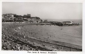 Kent Postcard - Main Sands & Harbour, Broadstairs - Real Photograph  A5594