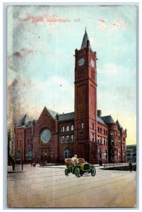 Indianapolis Indiana Postcard Union Depot Exterior Building 1900 Vintage Antique