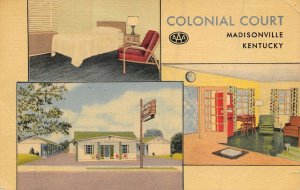 Colonial Court Madisonville Kentucky 1952 linen postcard