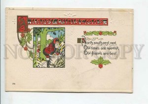 3185492 X-MAS Christmas SANTA CLAUS Art Nouveau EMBOSSED old PC