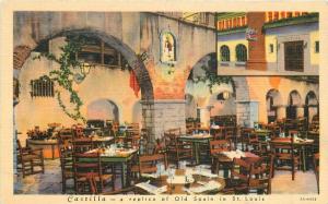 1940s Castilla Restaurant Interior St Louis Missouri Teich Linen postcard 1330