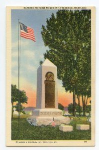 Postcard Barbara Fritchie Monument Frederick MD Maryland Standard View Card 