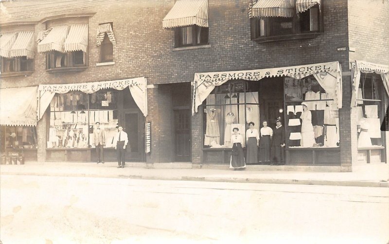 F52/ Detroit Michigan RPPC Postcard c1910 Passmore & Stickel Clothes Store