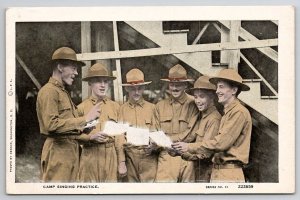 WW1 US Soldiers Camp Singing Practice Postcard K21