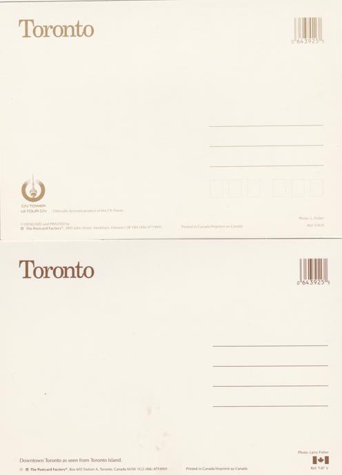 (2 cards) CN Tower - Toronto Ontario, Canada