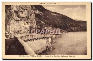 Surroundings of & # 39Aix les Bains Old Postcard Road cornice of Lake Bourget