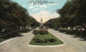 South 15th St. Looking North State Capitol LINCOLN Nebraska NB Vintage Postcard