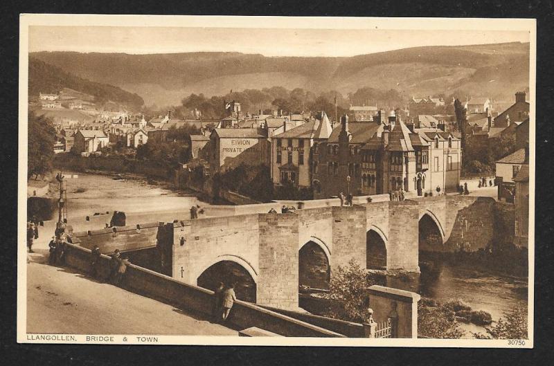 Llangollen Bridge & Town Wales unused c1920's