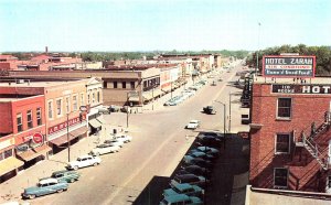 Great Bend KS Main Street Aerial Street View Storefronts Hotel Zarah Postcard