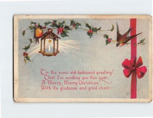 Postcard Christmas Greeting Card with Poem and Christmas Art Print