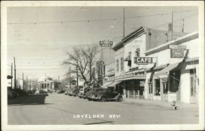 Lovelock NV Street Scene Cars Store Signs Real Photo Postcard 