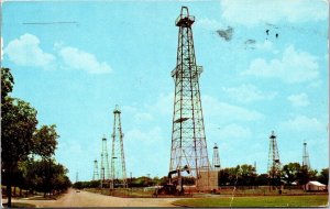 Oil Wells Okalahoma State Capitol Grounds City OK Postcard PM Cancel WOB Note 