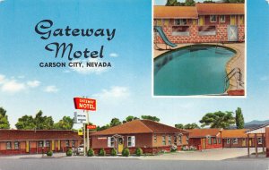 Carson City, Nevada GATEWAY MOTEL Highway 50 Roadside ca 1950s Vintage Postcard